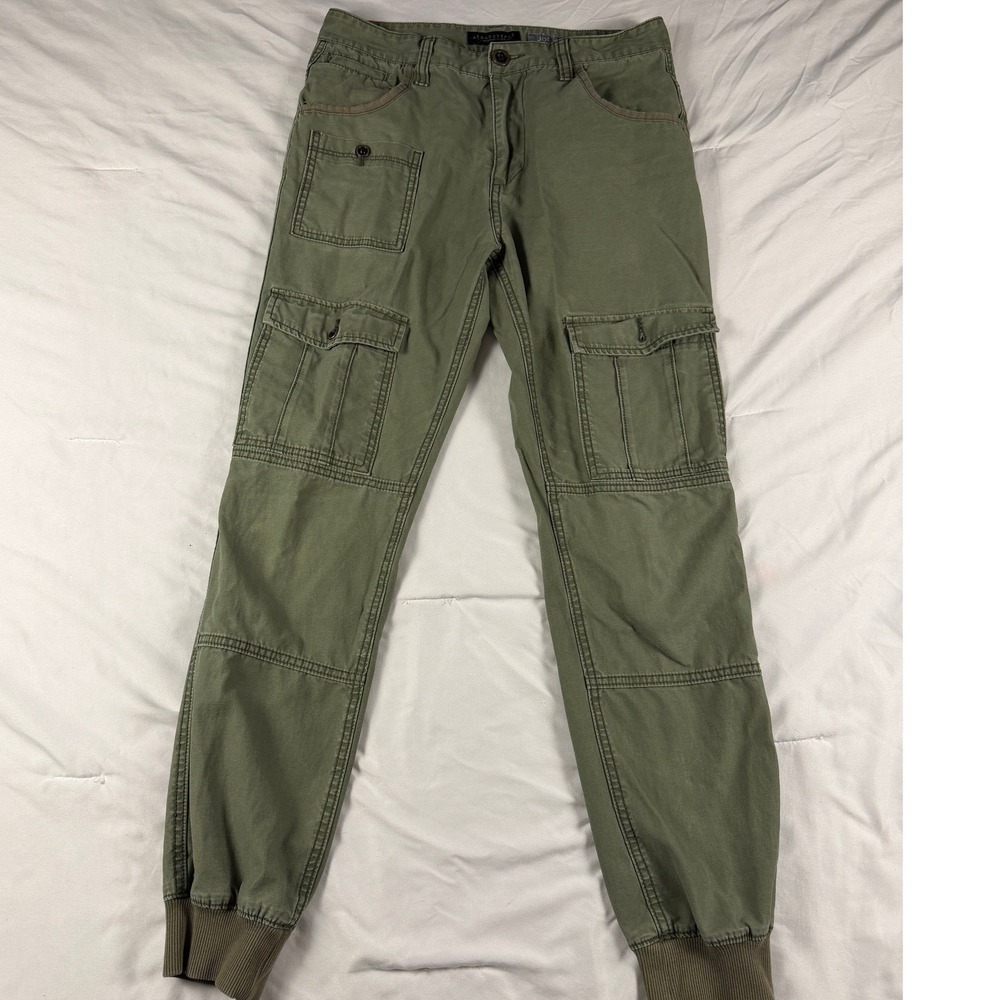 Aeropostale Mens Olive Green Cargo Jogger Pants Size 32x27 Utility Twill